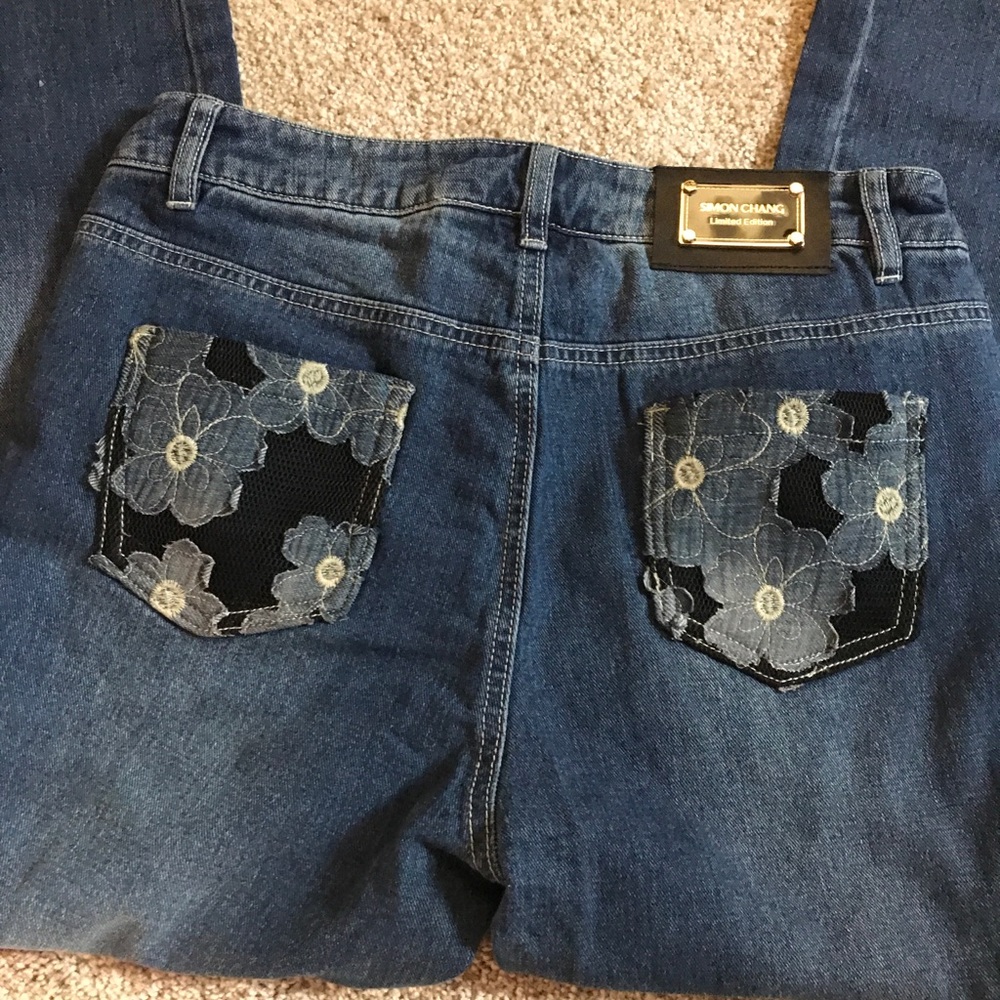 Simon Chang limited edition floral jeans size 4